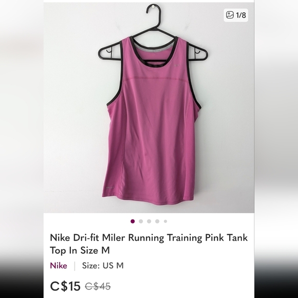Bundle Of 3 Pink Athletic Tank Tops In Size medium - Nike + Adidas + Lolë - Picture 6 of 10